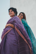 Maroon zari border cotton saree